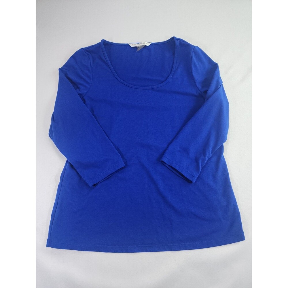 Peter Nygard Royal Blue 3/4 Sleeve Scoop Neck Stretch Top No Size Tag